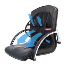 Die ergonomische Lordosenstütze aerogap sorgt für Kühlung und Belüftung